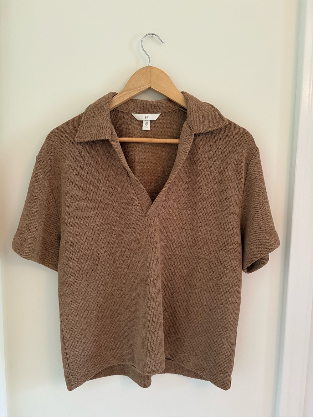 H&M Women's Tan Brown Polo Knit Top